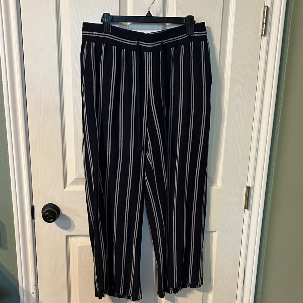 Navy and White Striped Pants